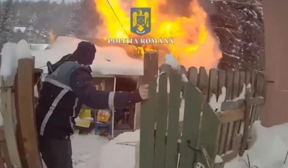 Ei sunt cei trei polițiști care au salvat o familie, cu un bebeluș, și doi câini, după ce casa în care locuiau a fost cuprinsă de flăcări, în Predeal 871993