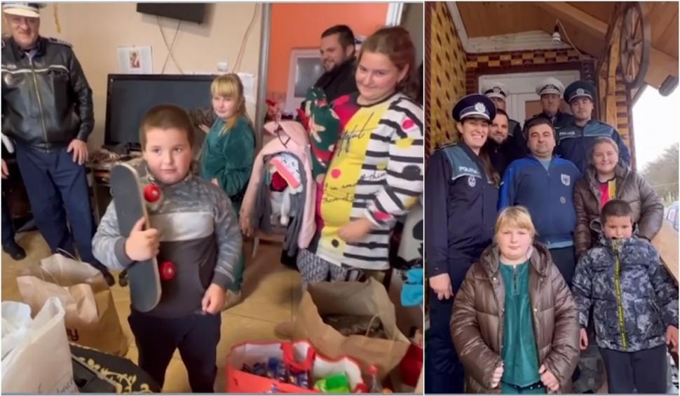 Poliţiştii au oferit daruri de Moş Nicolae unor copilaşi sărmani, orfani de mamă, din Maramureş: "Dar din dar se face Rai" 873242