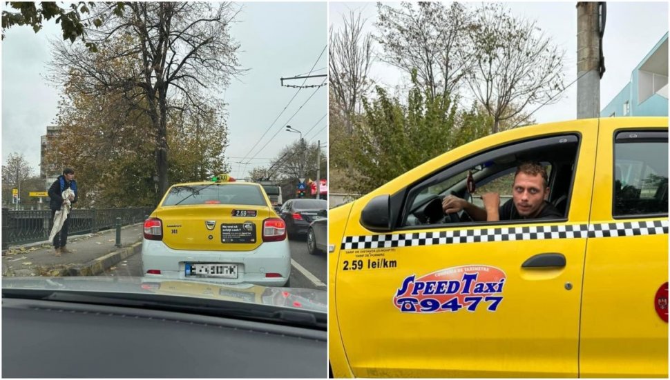 ”Lecție de bunătate cum rar vezi în zilele noastre!” Un taximetrist s-a dezbrăcat de geacă și i-a oferit-o unui tânăr învelit doar într-un cearșaf, în București