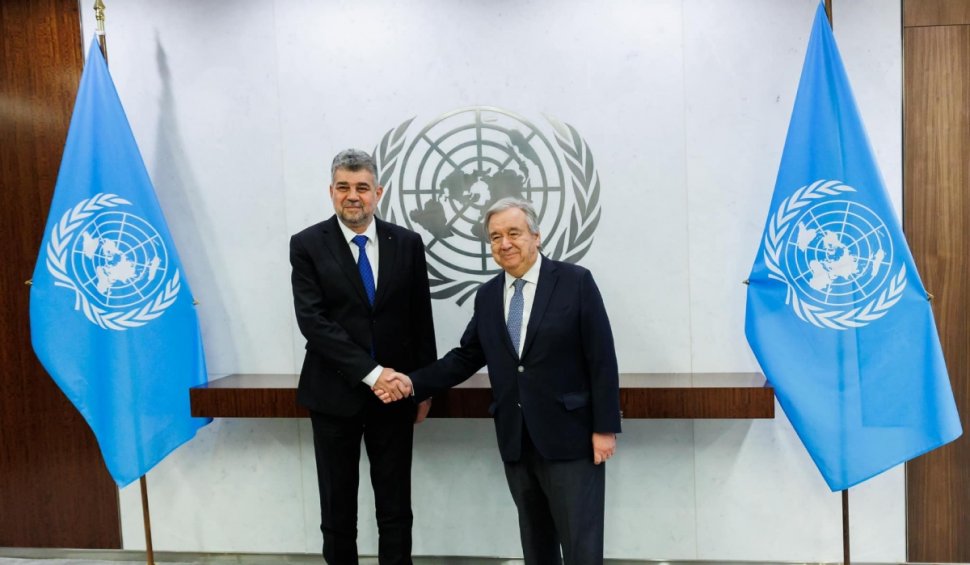 Marcel Ciolacu s-a întâlnit cu secretarul general al ONU, în SUA: "România iubește pacea și crede în negociere"