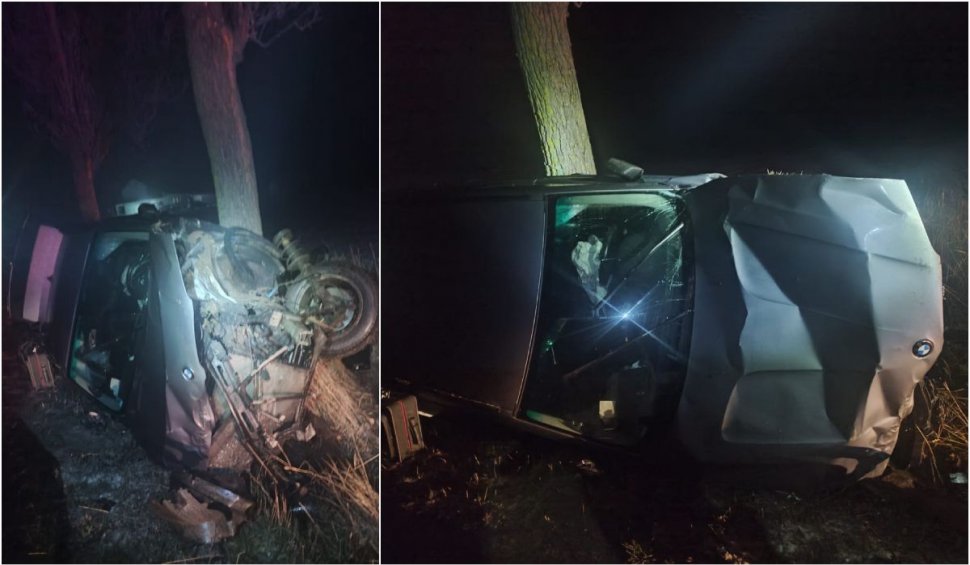Un tânăr de 20 de ani s-a izbit cu mașina de un copac, în Câmpeni, județul Botoșani