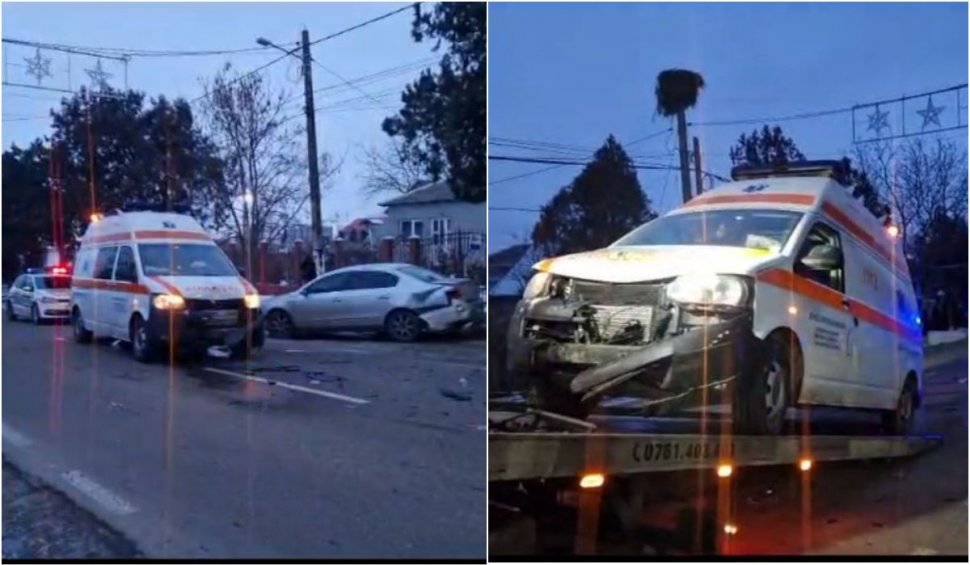 Accident cu o ambulanță aflată în misiune, între Botoșani și Iași. Autosanitara transporta un pacient la spital