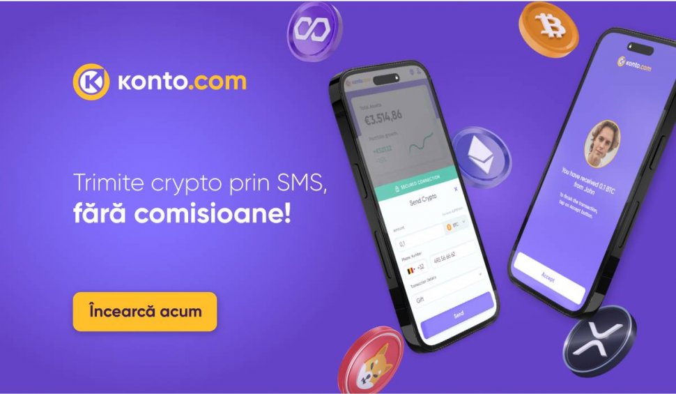 Konto.com lansează funcția revoluționară de transfer de criptomonede prin SMS