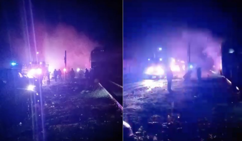 Incendiu la un tren de călători, pe ruta Sighetu Marmaţiei - Bucureşti! Locomotiva a luat foc în mers | Traficul feroviar este oprit