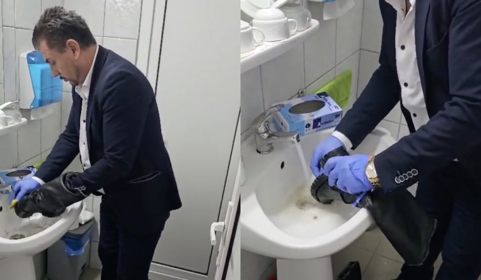 Primarul din România care spală cizmele cetățenilor supărați pe lucrările din comună: "Puteți vedea că au avut parte de un tratament gingaș"