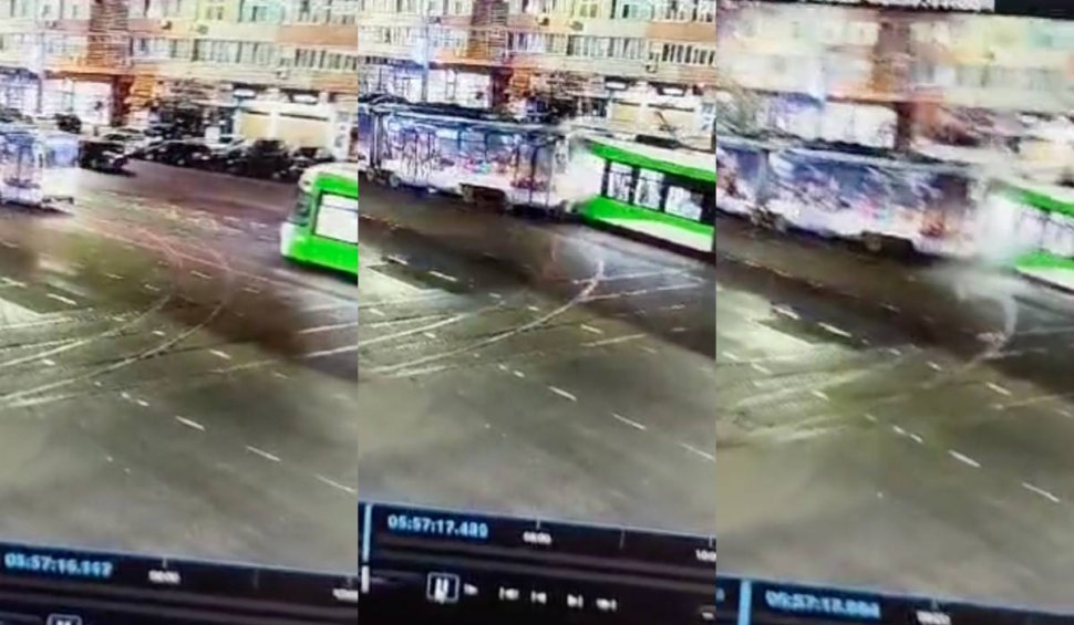 Momentul în care două tramvaie s-au ciocnit frontal în București | STB, despre motivul accidentului
