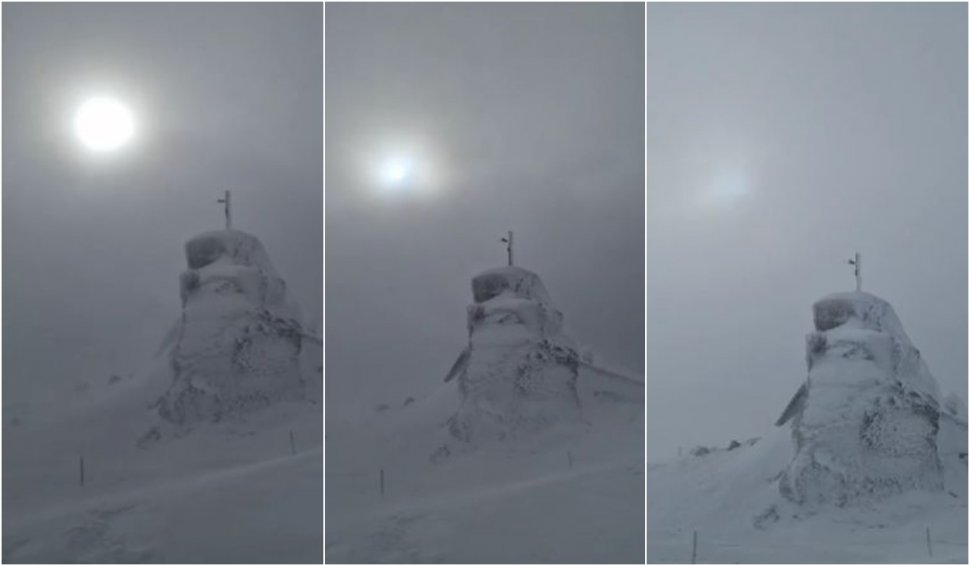 "Iadul alb!" | Un ghid montan a filmat pe Vârful Omu viscolul de Crăciun, de 144 de kilometri pe oră