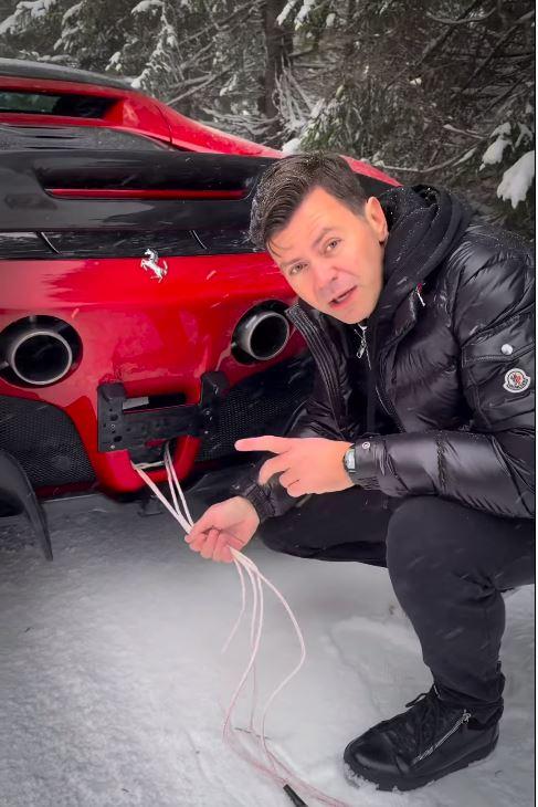 Inconștiență majoră: Un milionar din Cluj s-a filmat în timp ce a tras trei copii cu sania legată de bolidul său 877536