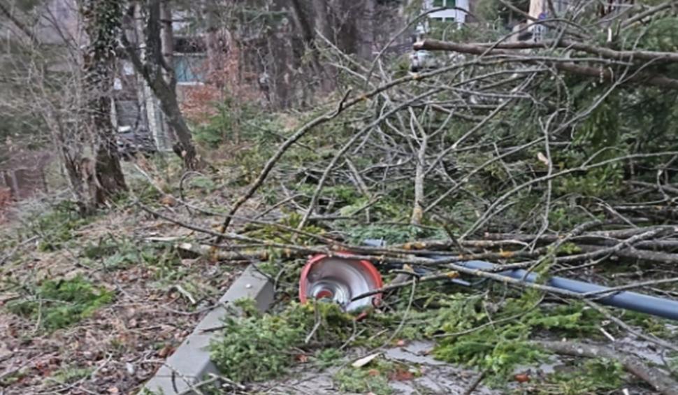 Vânt puternic la Sinaia. Zeci de gospodării au rămas fără curent electric 879113