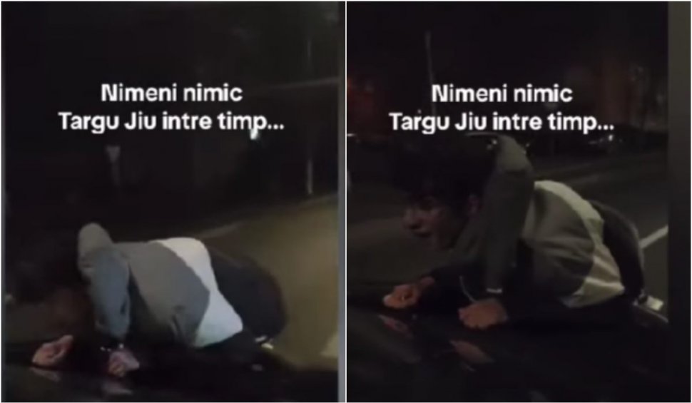 Un tânăr și-a plimbat prietenul pe capota mașinii, în Târgu Jiu. Imaginile au devenit imediat virale 