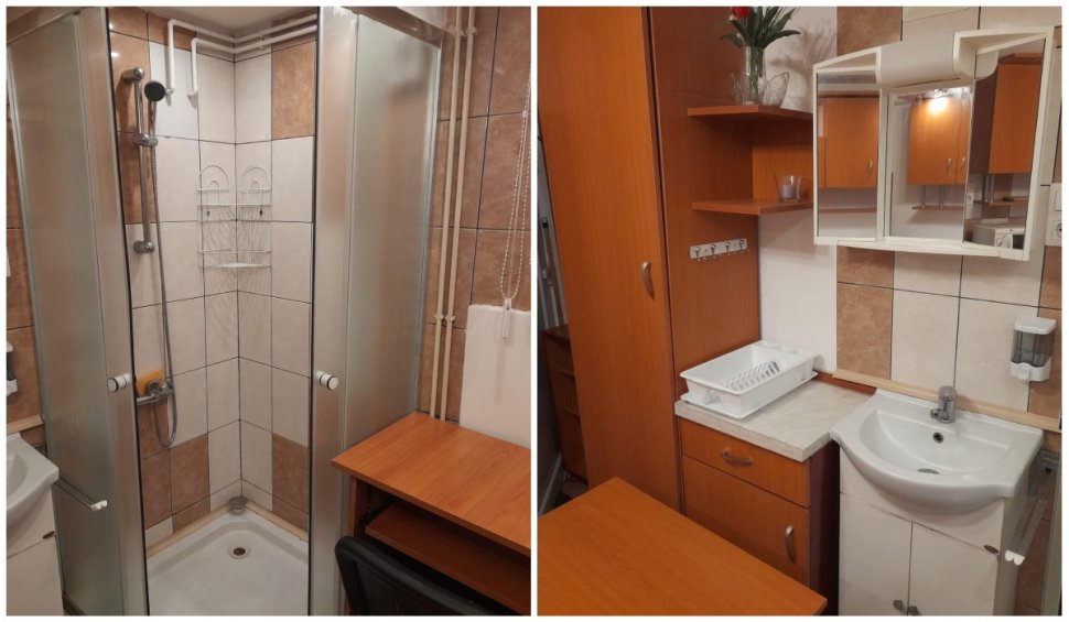 Garsonieră cu dușul lângă birou, scoasă la închiriat, în Târgu Mureș. Proprietarul, ironizat în mediul online: ”Unde e wc-ul?”