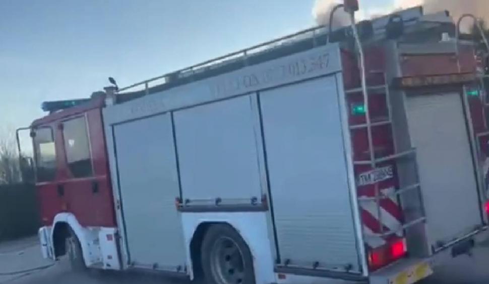 Incendiu puternic la depozitul unei fabrici de alimente, în Timiș. Zeci de pompieri intervin la fața locului 882234