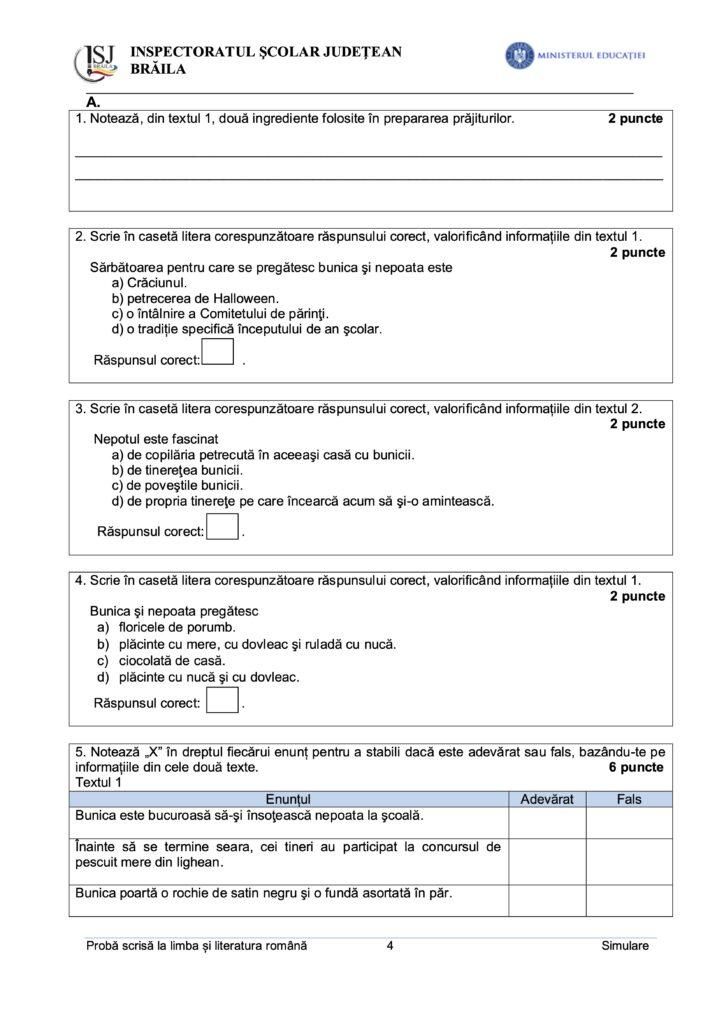 Simulare Evaluare Națională 2024. Modele de subiecte la Limba și literatura română 882088
