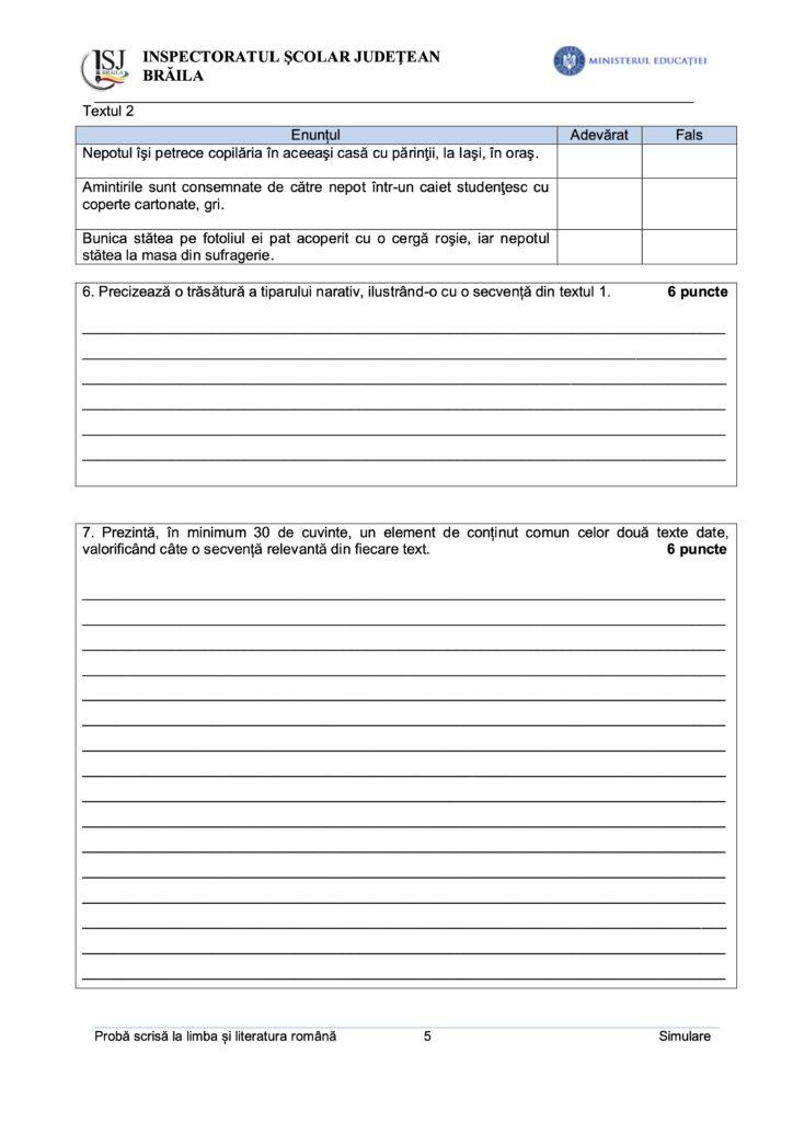 Simulare Evaluare Națională 2024. Modele de subiecte la Limba și literatura română 882089