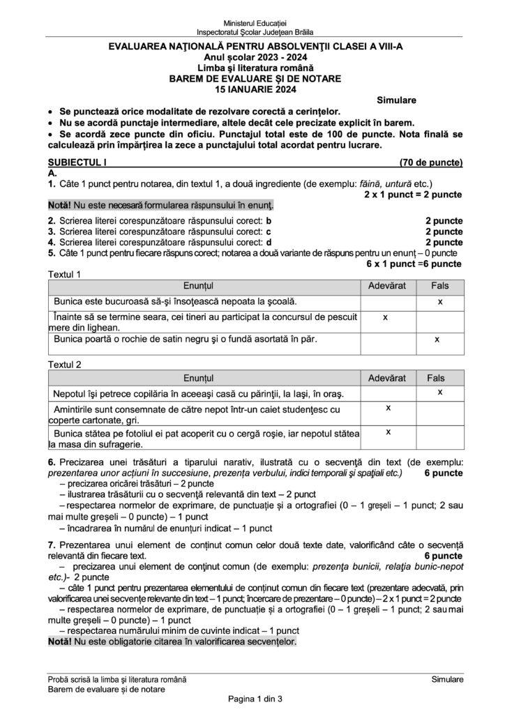 Simulare Evaluare Națională 2024. Modele de subiecte la Limba și literatura română 882094