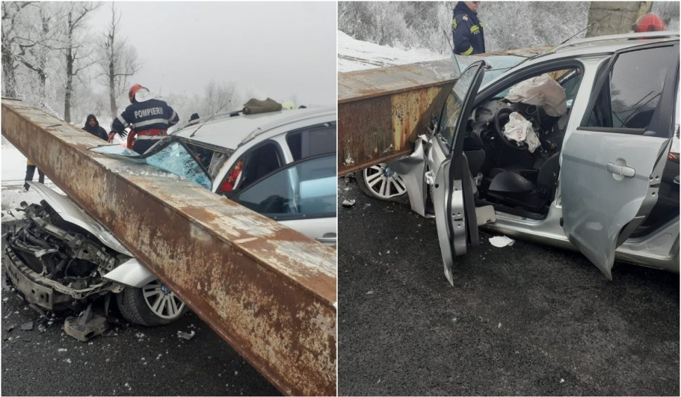 Un limitator de înălțime s-a prăbușit și a strivit o mașină aflată în trafic, în județul Olt. O persoană a murit