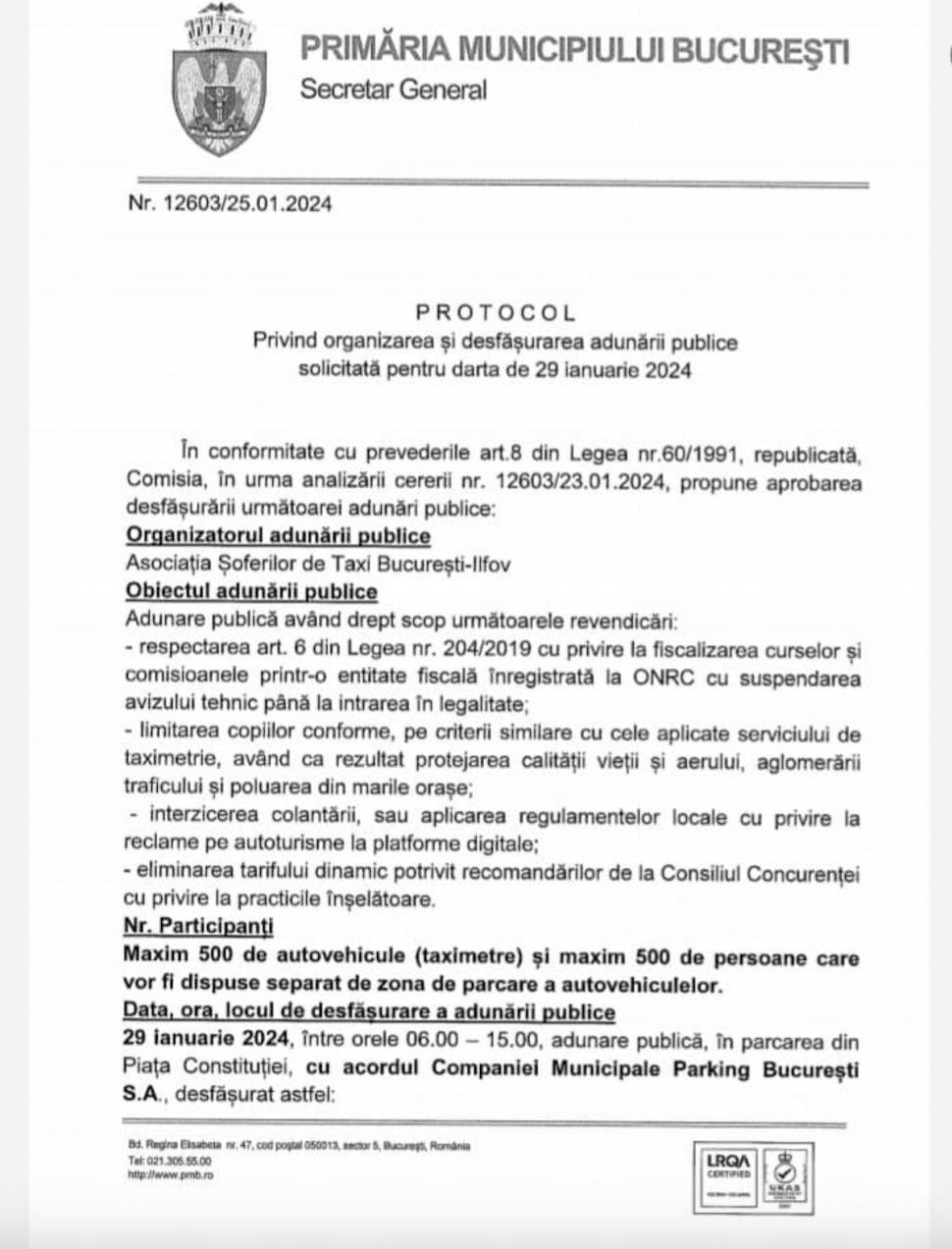 Protest al taximetriștilor, în Piața Constituției din București! Sute de șoferi și mașini au primit autorizație pentru miting 883495
