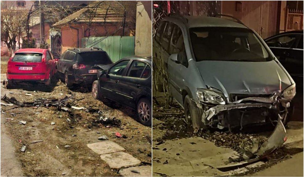 Un bărbat, în comă alcoolică și fără permis de conducere, s-a urcat la volan și a lovit patru mașini parcate, în Brăila 