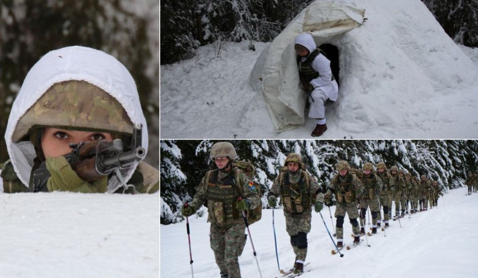 Militarii români "Vânători de Munte", surprinşi în timpul unor antrenamente în Munţii Călimani