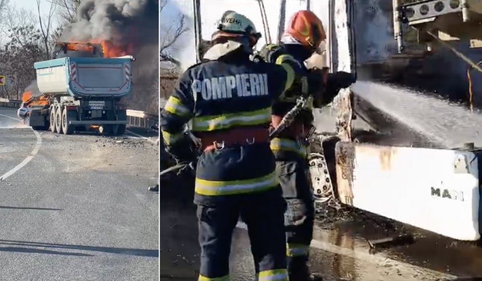 Doi tineri, de 16 și 19 ani, au murit într-un accident urmat de incendiu. Circulație blocată complet pe DN24, în județul Galați
