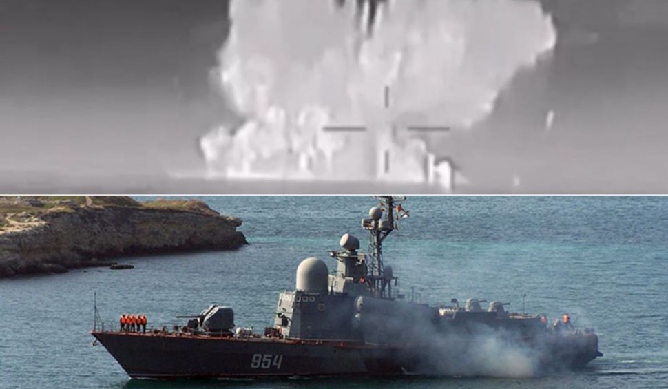 Forţele ucrainene au distrus o navă de luptă din flota Rusiei la Marea Neagră, iar atacul a fost filmat