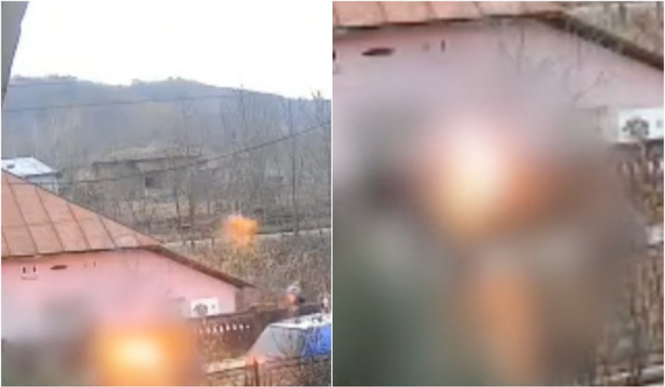 Trei tineri i-au dat foc, dintr-o glumă, unui bărbat din Vâlcea. Imaginile au fost surprinse de o cameră de supraveghere
