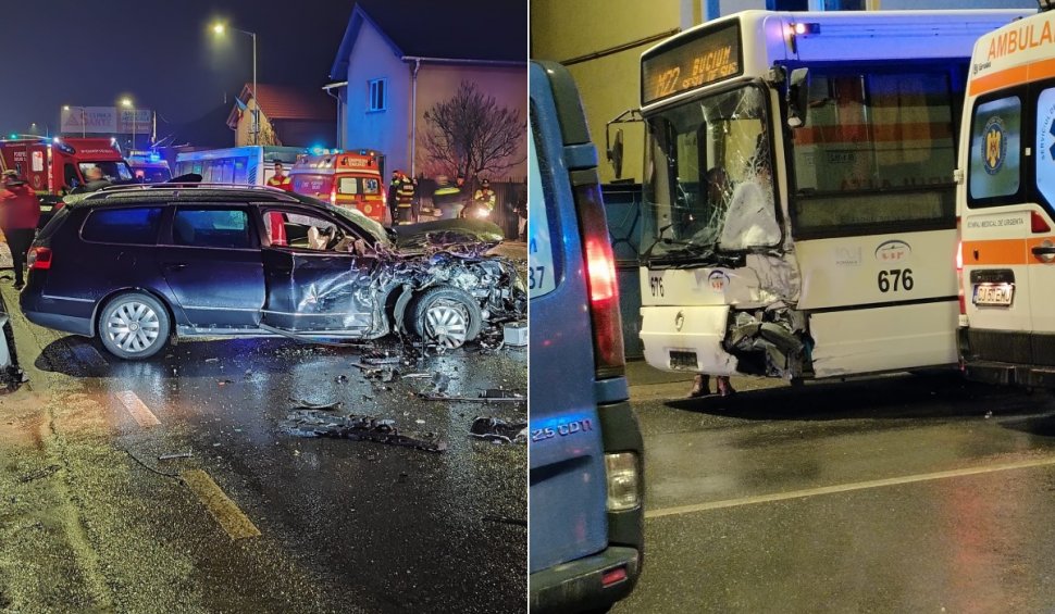 Accident grav, cu două mașini și un autobuz, în comuna Florești din Cluj. Există mai multe victime