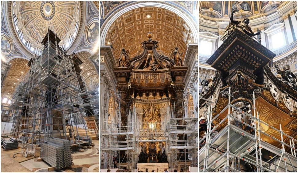 Baldachinul din Bazilica Sfântul Petru a intrat în prima restaurare majoră din secolul al XVII-lea 887690