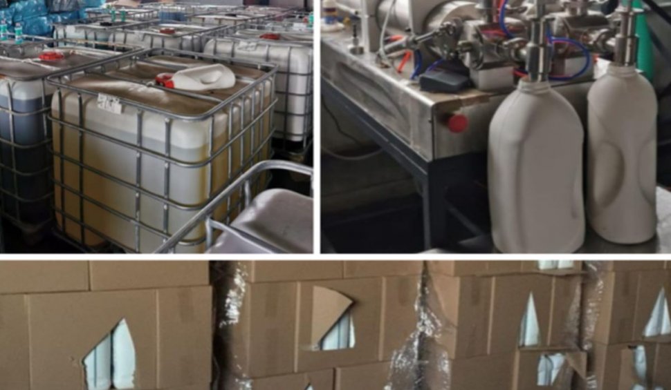 Detergent de haine contrafăcut, îmbuteliat într-un depozit ascuns din Mureș. Peste 100.000 de litri au fost găsiţi la percheziții
