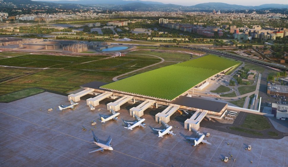 Orașul din Europa care va avea primul aeroport din UE cu o podgorie pe acoperiș. Imagini cu terminalul care va fi acoperit cu viță de vie