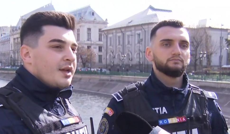Poliţiştii din Bucureşti care au salvat o femeie căzută în Dâmboviţa: "Am reuşit să ne respectăm jurământul" 888877