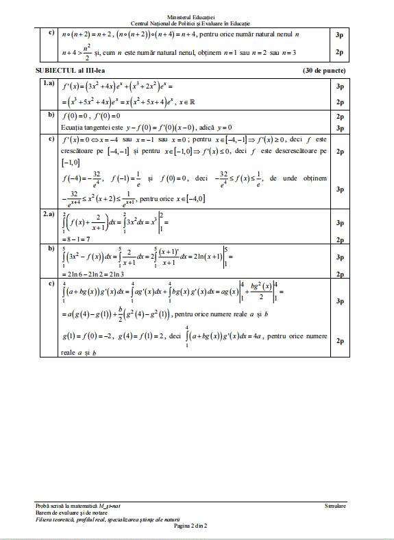 Barem simulare Bacalaureat 2024 la Matematică 890069