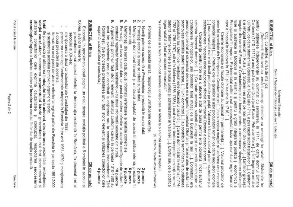 Subiectele la Istorie de la simulare Bacalaureat 2024 au fost publicate 890018