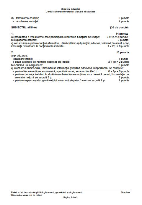 Barem simulare Bacalaureat 2024 la Biologie 890360