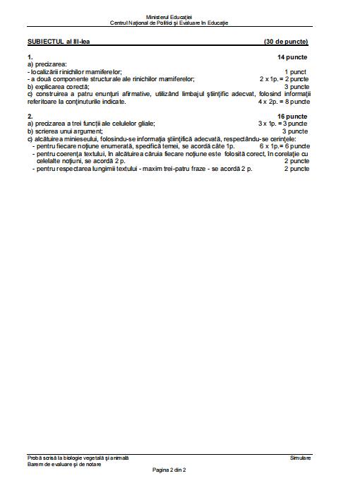 Barem simulare Bacalaureat 2024 la Biologie 890362