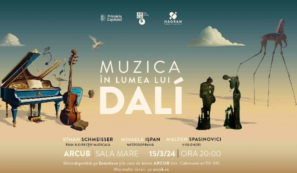 Muzica în lumea lui Dalí: Concert şi tur expoziţional la ARCUB – Hanul Gabroveni