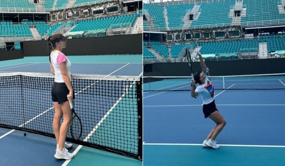 Simona Halep, primele imagini de la antrenamente, pe terenul de tenis de la Miami