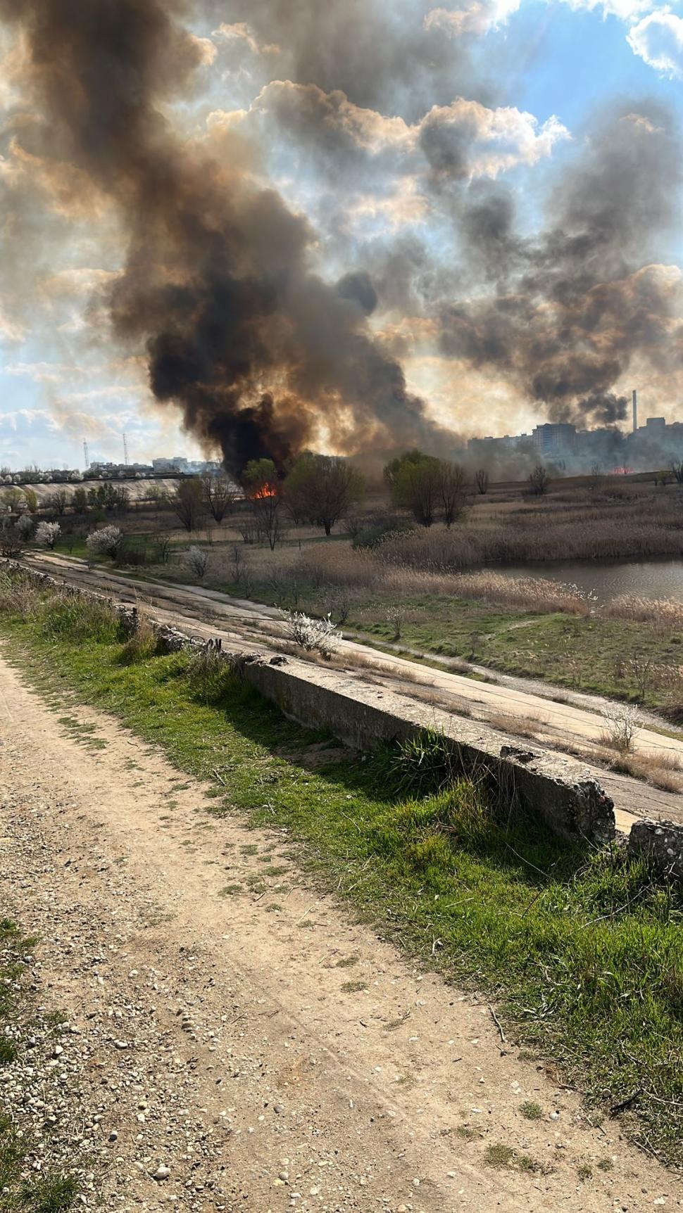 Incendiu puternic în Delta Văcăreşti. Pompierii ISU Bucureşti-Ilfov intervin cu şase autospeciale 892914