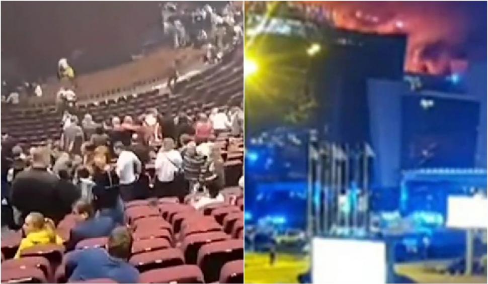 Atac armat într-o sală de concerte din Moscova. Zeci de persoane au murit și sute au fost rănite. Tavanul în flăcări a cazut peste oamenii din interior 893373