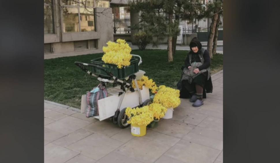 Imagini emoționante cu bunicuța care vinde flori cu căruciorul în Craiova. La 80 de ani continuă să muncească 893498