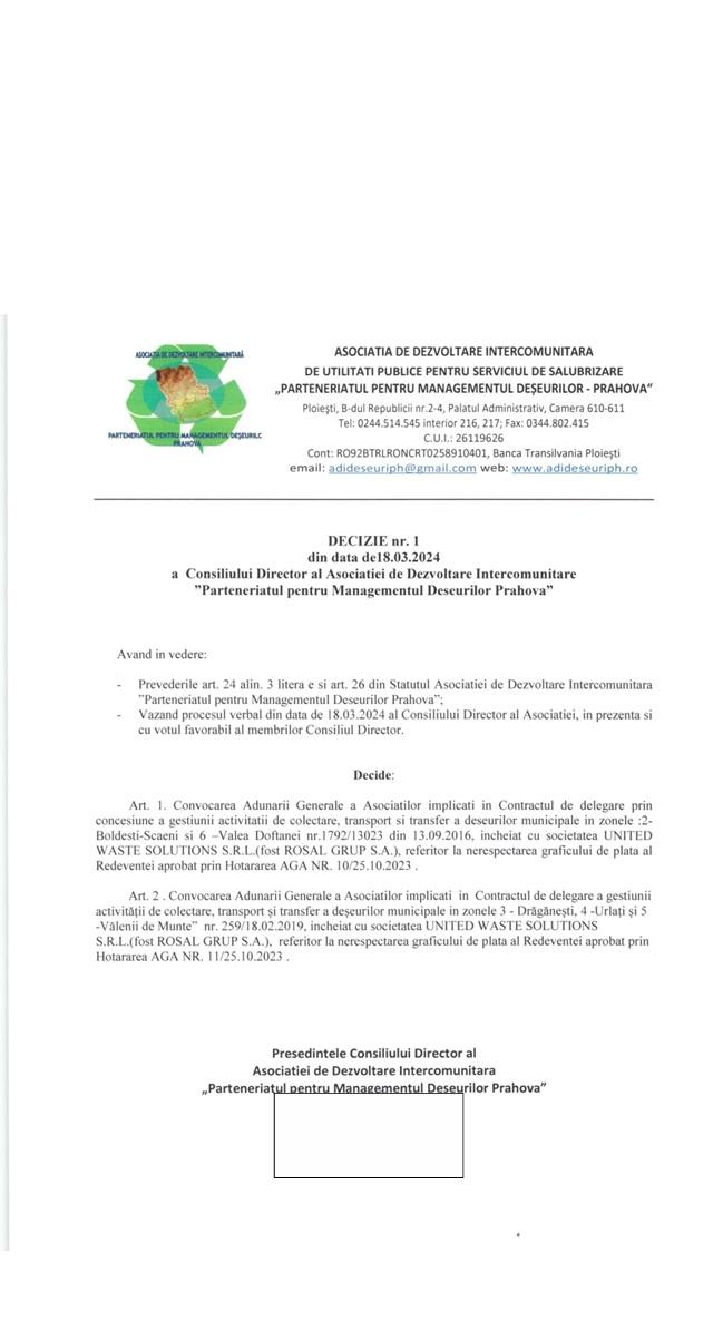 Consiliul Județean Prahova cere rezilierea rapidă a contractului cu firma de salubritate 895033