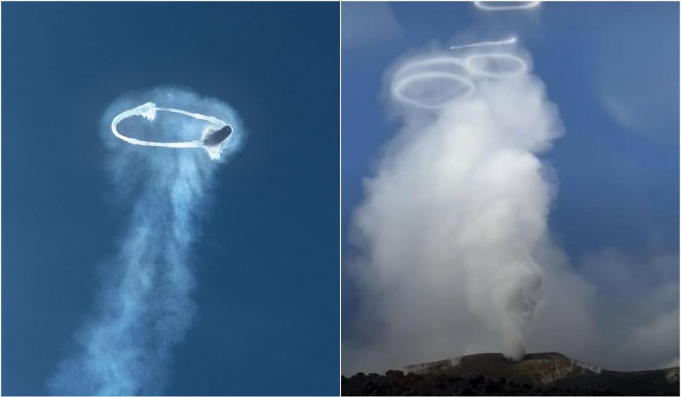 Fenomen misterios, extrem de rar, suprins în Italia. Imagini cu vulcanul Etna care aruncă "inele de fum” 896081