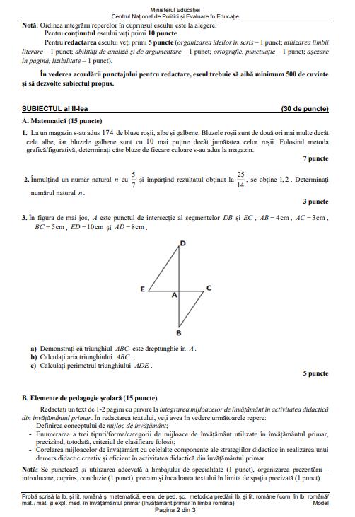 Modele de subiecte pentru Titularizare 2024 – învățători. Cerințe pentru proba scrisă și bareme de corectare 896425