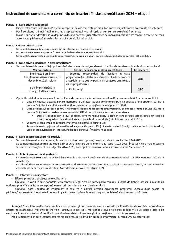Cerere-tip pentru înscrierea în clasa pregătitoare 2024. Părinții o pot completa și online 896879