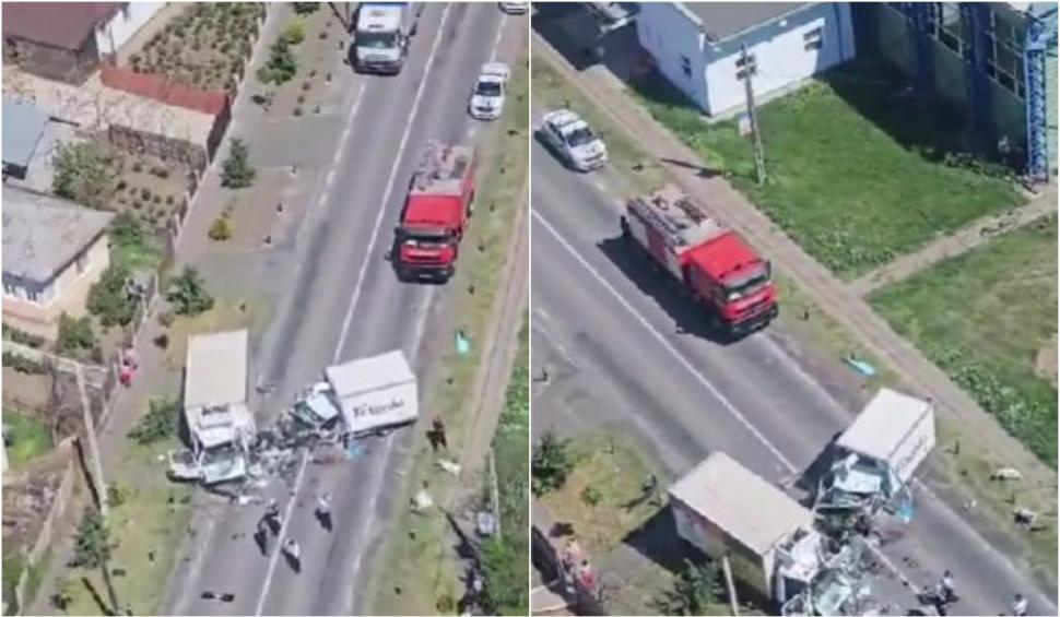 Accident grav în judeţul Brăila. Un rănit, preluat cu elicopterul după ce două autoutilitare s-au ciocnit frontal 897556