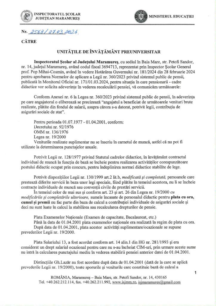 Recalculare pensie 2024. Lista veniturilor luate în calcul pentru cadrele didactice | Explicaţii de la Inspectoratul Școlar 898192