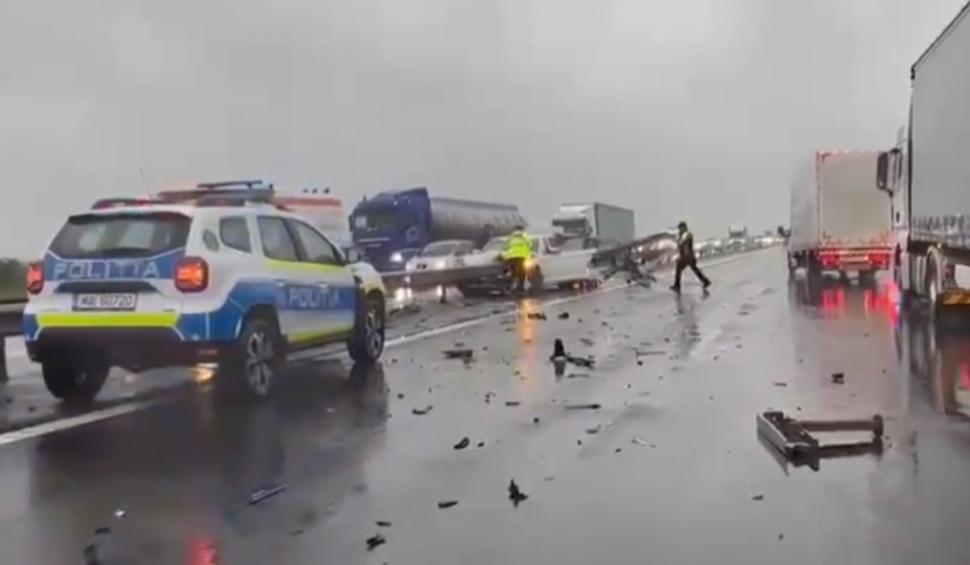 Accident mortal pe Autostrada A1. Un şofer şi-a pierdut viaţa în urma unui impact violent cu parapetul median 898914