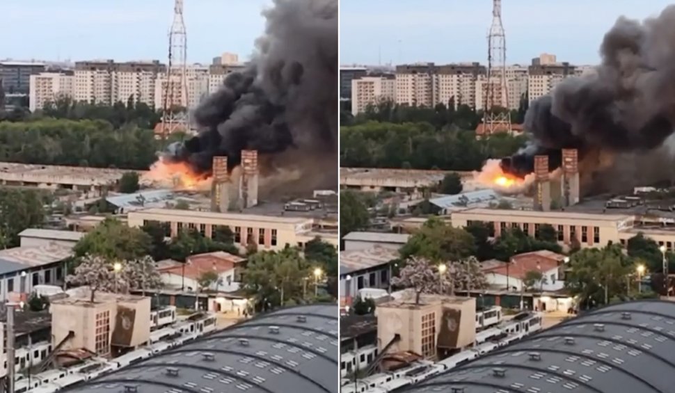 Incendiu puternic în București! Degajări mari de fum, după ce o hală a luat foc | S-a transmis mesaj RO-Alert: "Evitați zona!"