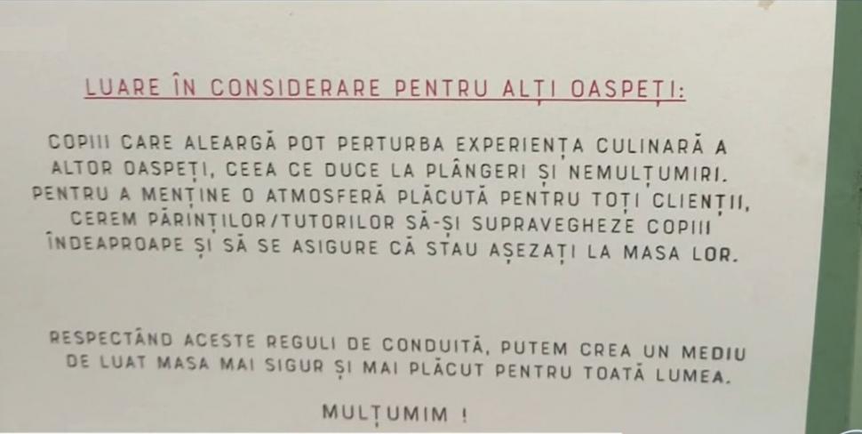 Un restaurant din București impune reguli stricte pentru copii. Părinții se revoltă în mediul online 900558