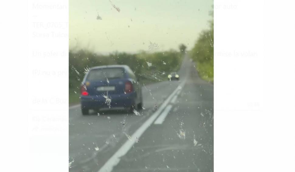 Șofer din Tulcea, surprins pe contrasens. A fost la un pas de un accident frontal 901023